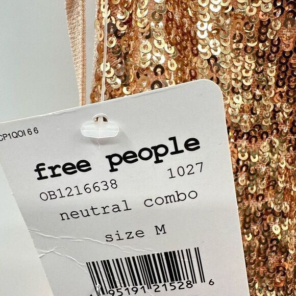 Free People LIGHTS OUT SEQUIN HALTER TOP IN NEUTRAL COMBO - Picture 5 of 8